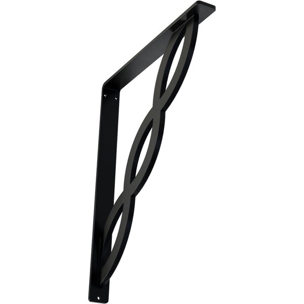Ekena Millwork Loera Wrought Iron Bracket, (Single center brace), Powder Coated Black 1 1/2"W x 12"D x 15"H BKTM01X12X15SLO - main